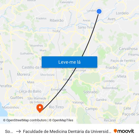 Souto to Faculdade de Medicina Dentária da Universidade do Porto map