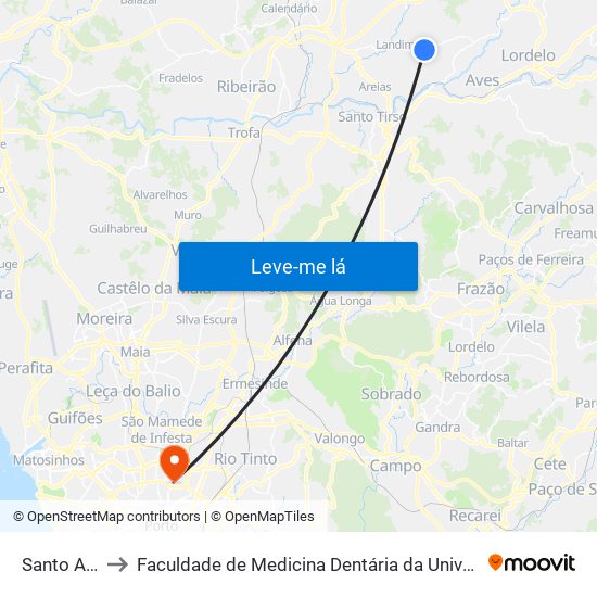Santo Amaro to Faculdade de Medicina Dentária da Universidade do Porto map