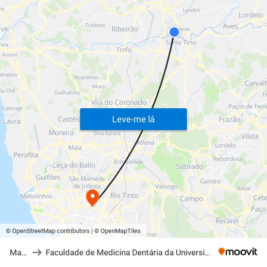 Matos to Faculdade de Medicina Dentária da Universidade do Porto map