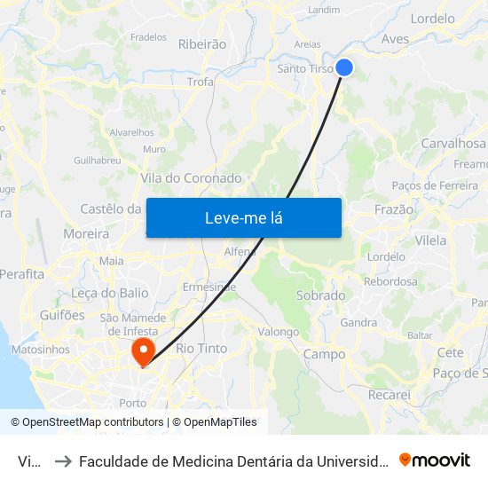 Vinha to Faculdade de Medicina Dentária da Universidade do Porto map