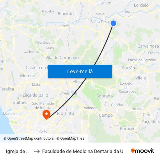 Igreja de Burgães to Faculdade de Medicina Dentária da Universidade do Porto map