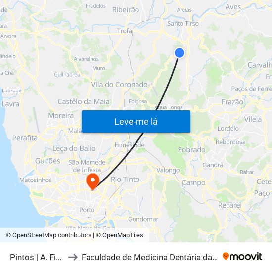 Pintos | A. Figueiredo 3 to Faculdade de Medicina Dentária da Universidade do Porto map