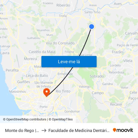 Monte do Rego | A. Figueiredo 2 to Faculdade de Medicina Dentária da Universidade do Porto map