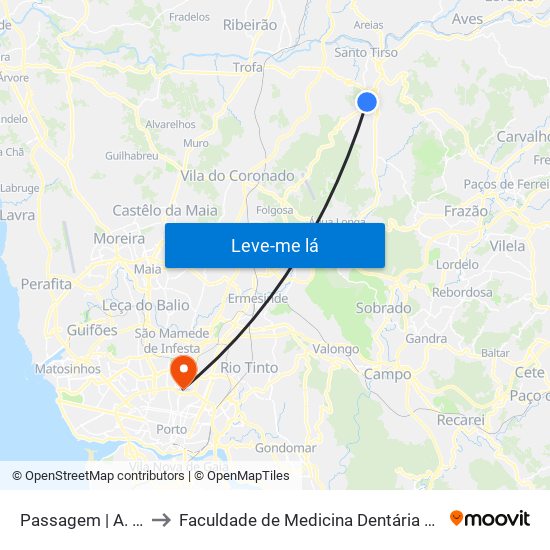 Passagem | A. Figueiredo 1 to Faculdade de Medicina Dentária da Universidade do Porto map