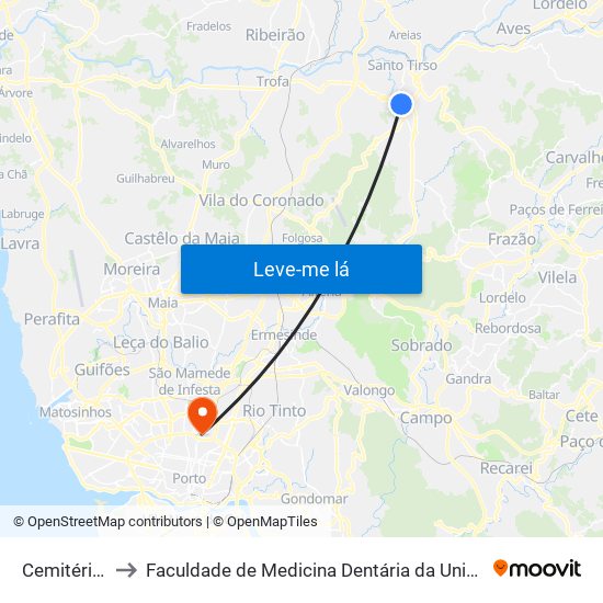 Cemitério SCC to Faculdade de Medicina Dentária da Universidade do Porto map