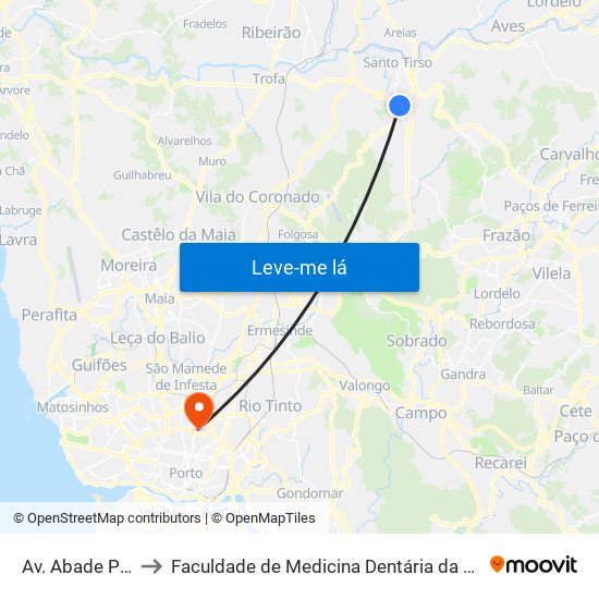 Av. Abade Pedrosa 1 to Faculdade de Medicina Dentária da Universidade do Porto map