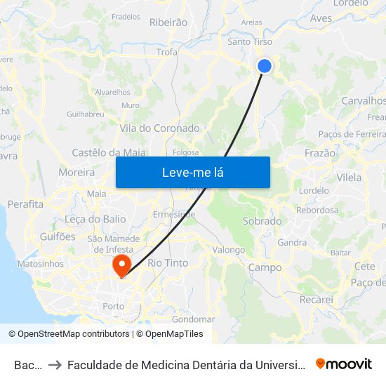 Bacelo to Faculdade de Medicina Dentária da Universidade do Porto map