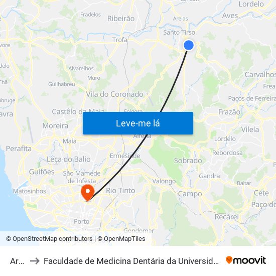 Areal to Faculdade de Medicina Dentária da Universidade do Porto map