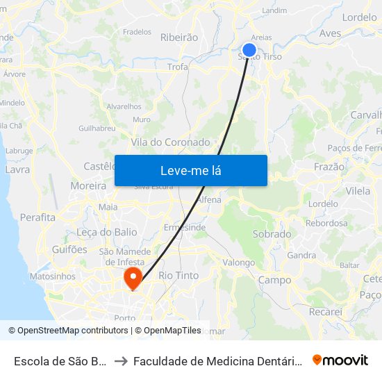 Escola de São Bento da Batalha to Faculdade de Medicina Dentária da Universidade do Porto map