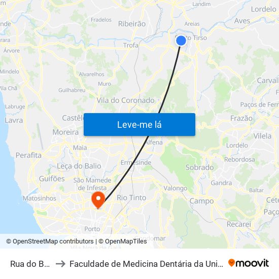 Rua do Barreiro to Faculdade de Medicina Dentária da Universidade do Porto map