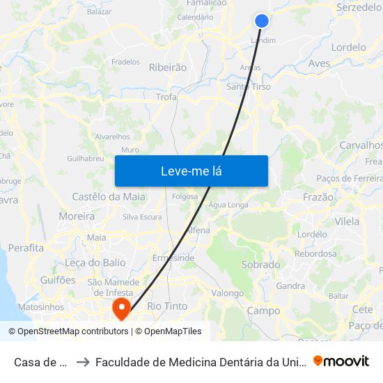 Casa de Camilo to Faculdade de Medicina Dentária da Universidade do Porto map