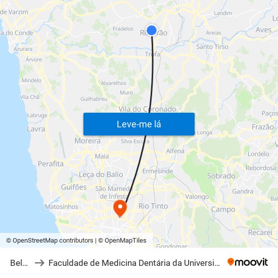 Beleco to Faculdade de Medicina Dentária da Universidade do Porto map