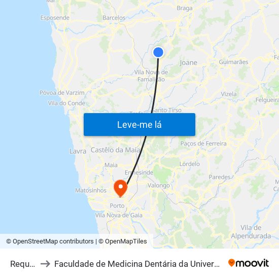 Requeixe to Faculdade de Medicina Dentária da Universidade do Porto map