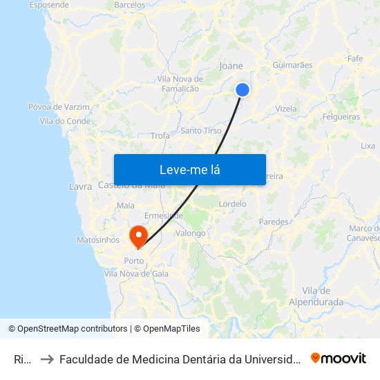 Riera to Faculdade de Medicina Dentária da Universidade do Porto map