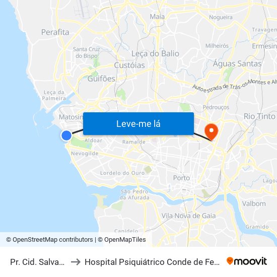 Pr. Cid. Salvador to Hospital Psiquiátrico Conde de Ferreira map