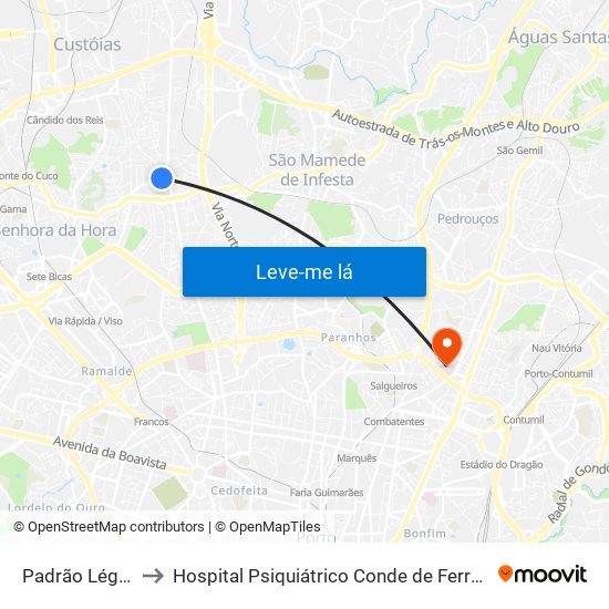 Padrão Légua to Hospital Psiquiátrico Conde de Ferreira map
