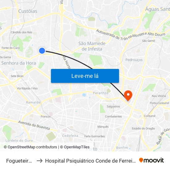 Fogueteiros to Hospital Psiquiátrico Conde de Ferreira map