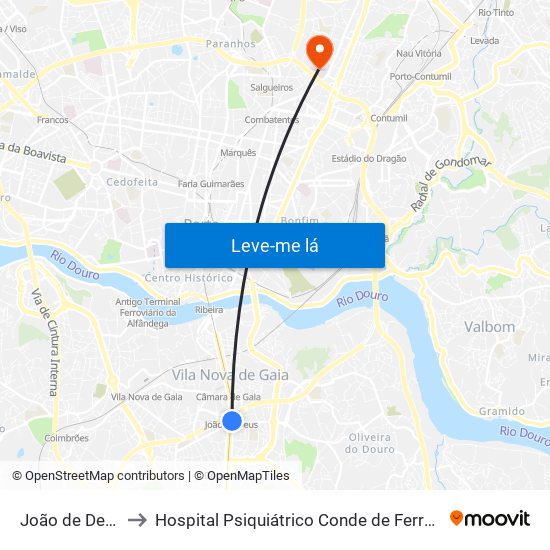 João de Deus to Hospital Psiquiátrico Conde de Ferreira map