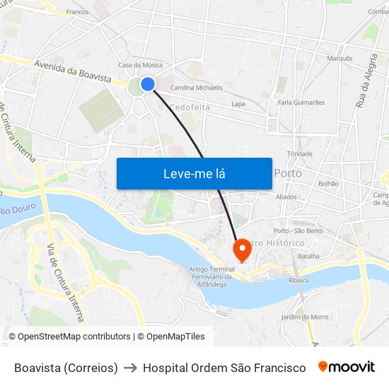 Boavista (Correios) to Hospital Ordem São Francisco map