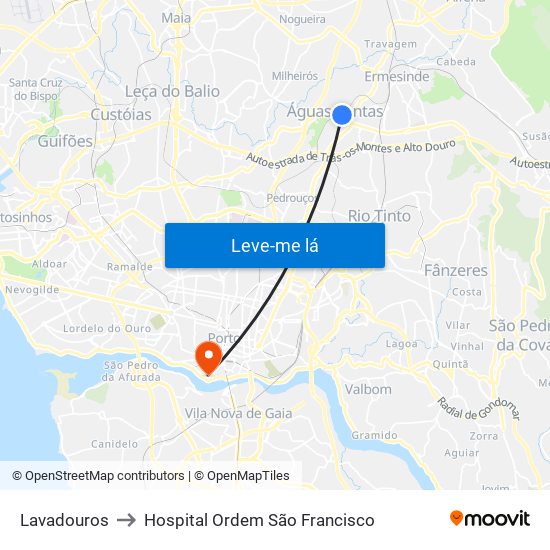 Lavadouros to Hospital Ordem São Francisco map