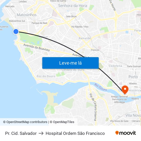 Pr. Cid. Salvador to Hospital Ordem São Francisco map