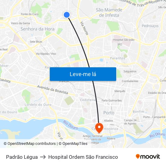 Padrão Légua to Hospital Ordem São Francisco map