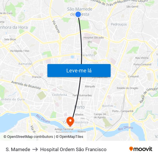 S. Mamede to Hospital Ordem São Francisco map