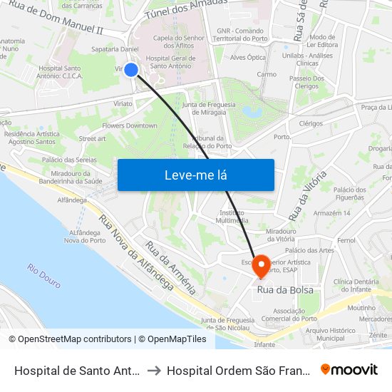 Hospital de Santo António to Hospital Ordem São Francisco map