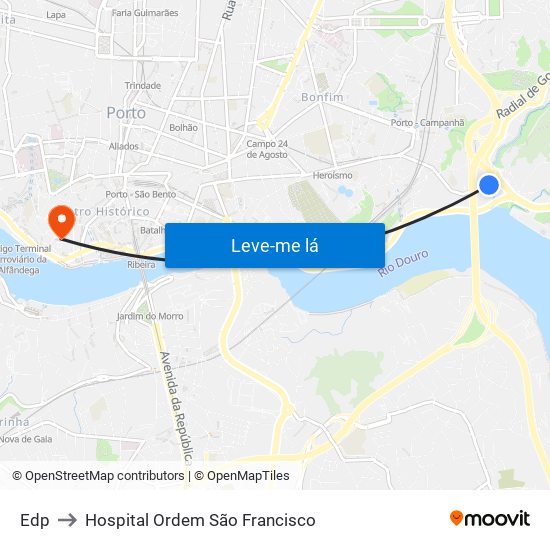 Edp to Hospital Ordem São Francisco map