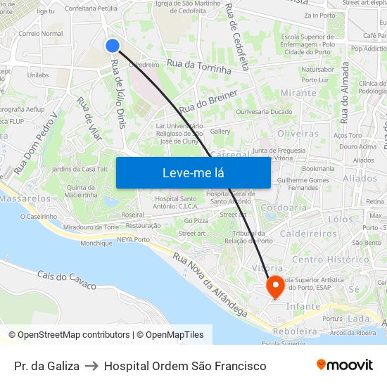 Pr. da Galiza to Hospital Ordem São Francisco map