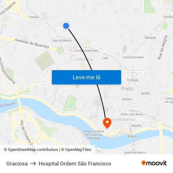 Graciosa to Hospital Ordem São Francisco map