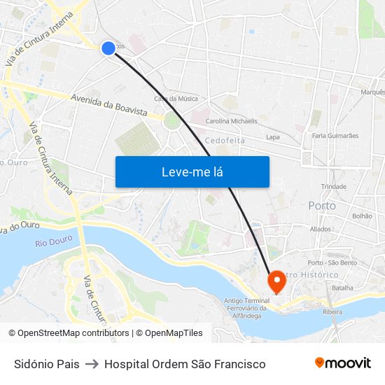 Sidónio Pais to Hospital Ordem São Francisco map