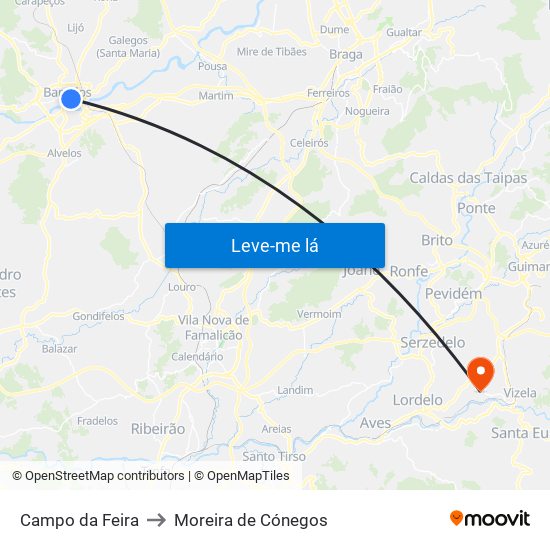 Campo da Feira to Moreira de Cónegos map