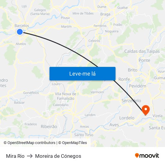 Mira Rio to Moreira de Cónegos map
