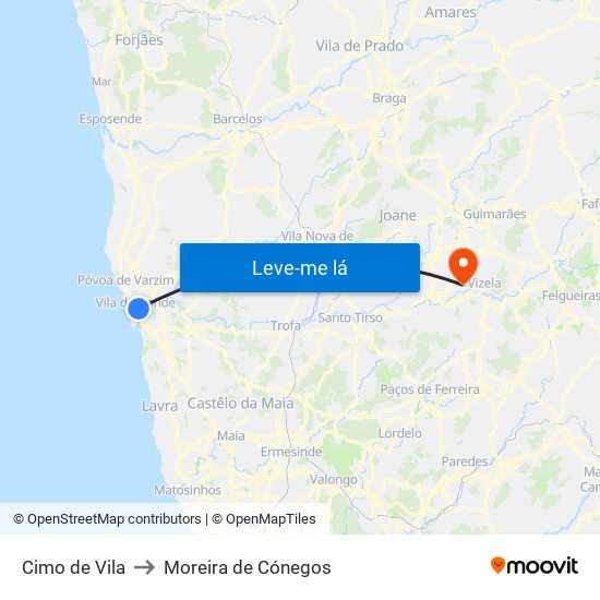 Cimo de Vila to Moreira de Cónegos map