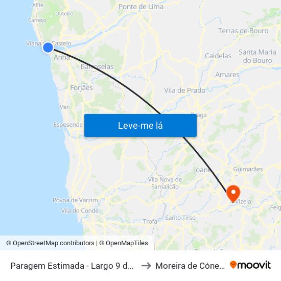 Paragem Estimada - Largo 9 de Abril to Moreira de Cónegos map