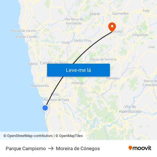 Parque Campismo to Moreira de Cónegos map