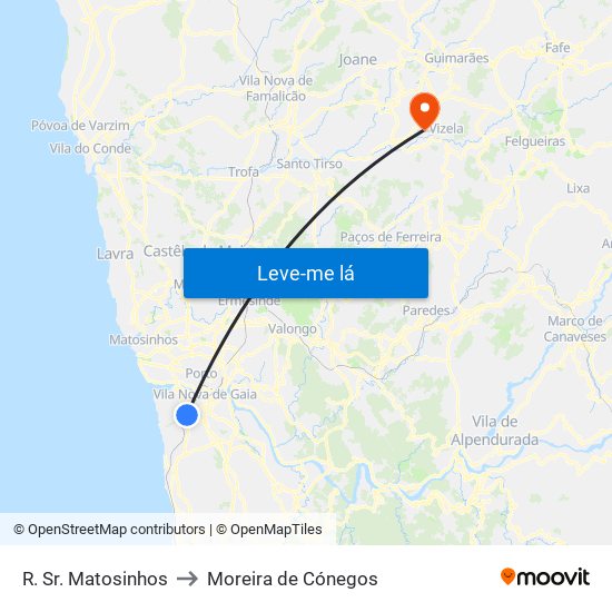 R. Sr. Matosinhos to Moreira de Cónegos map