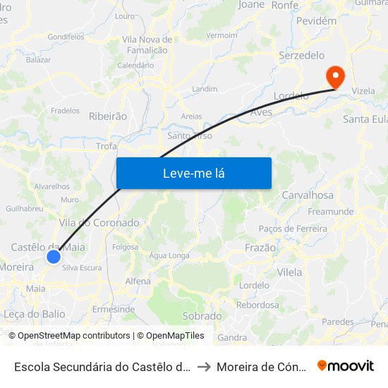 Escola Secundária do Castêlo da Maia to Moreira de Cónegos map