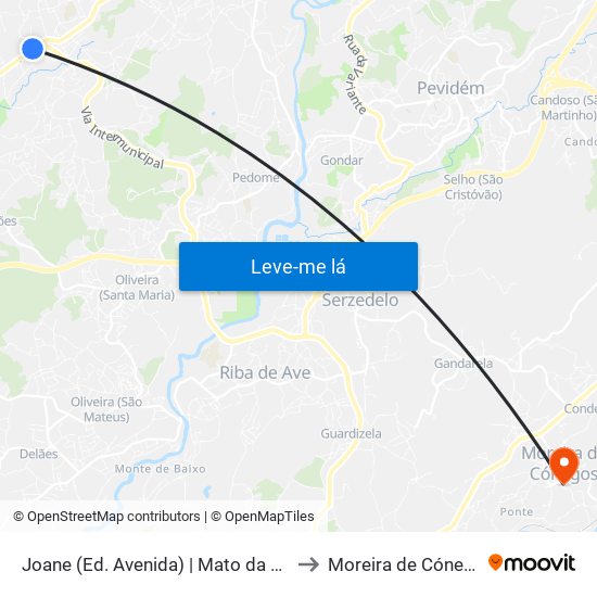 Joane (Ed. Avenida) | Mato da Senra to Moreira de Cónegos map