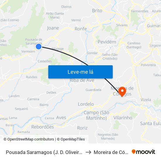 Pousada Saramagos (J. D. Oliveira) | Riopele to Moreira de Cónegos map