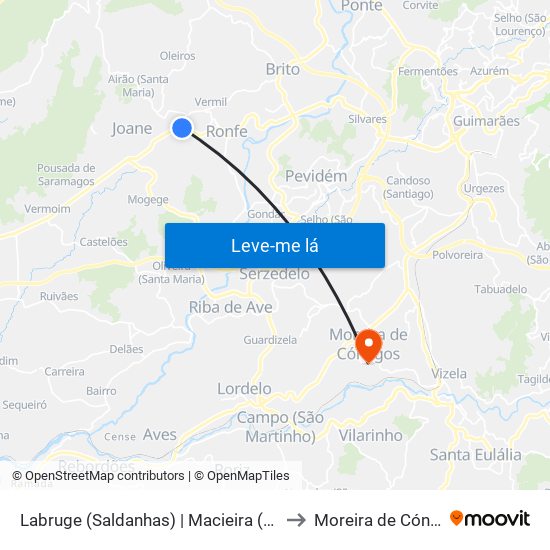 Labruge (Saldanhas) | Macieira (Labruge) to Moreira de Cónegos map