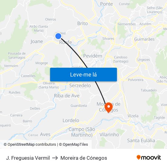 J. Freguesia Vermil to Moreira de Cónegos map
