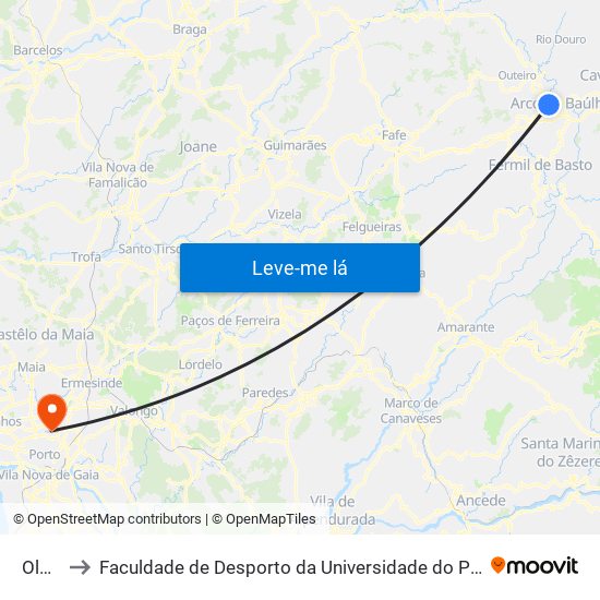 Olela to Faculdade de Desporto da Universidade do Porto map