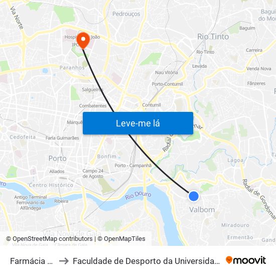 Farmácia Nova to Faculdade de Desporto da Universidade do Porto map