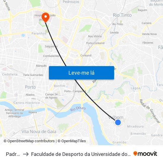 Padrão to Faculdade de Desporto da Universidade do Porto map