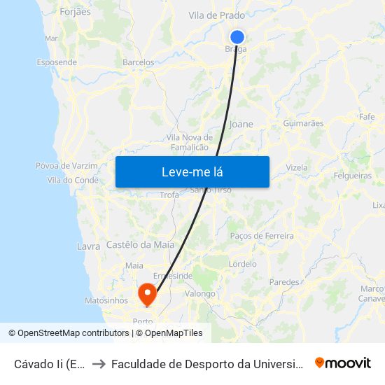 Cávado Ii (Escola) to Faculdade de Desporto da Universidade do Porto map