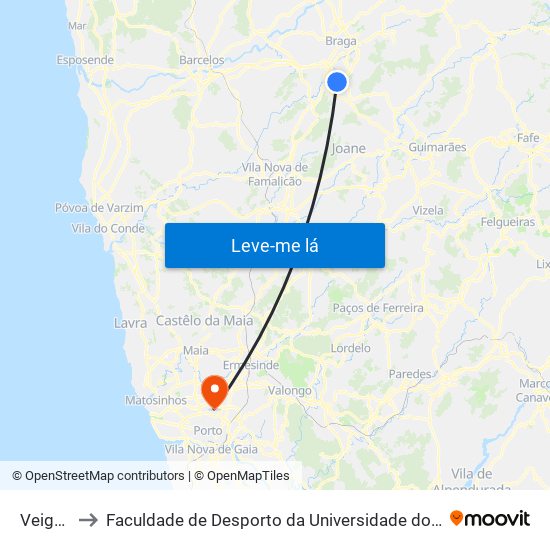 Veiga Ii to Faculdade de Desporto da Universidade do Porto map