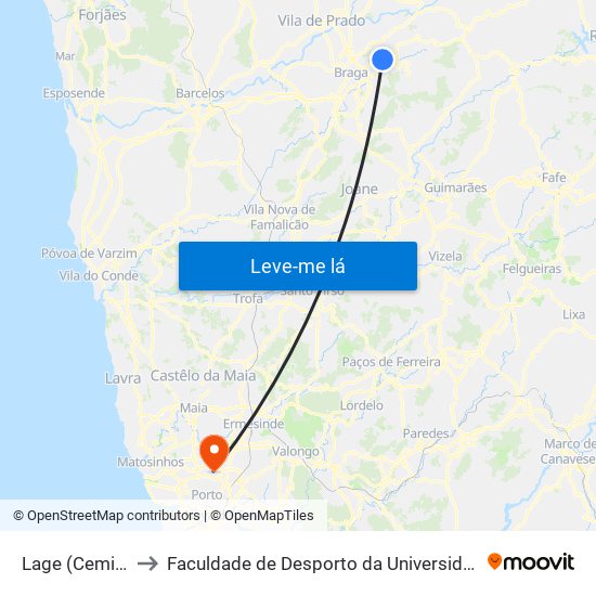 Lage (Cemitério) to Faculdade de Desporto da Universidade do Porto map