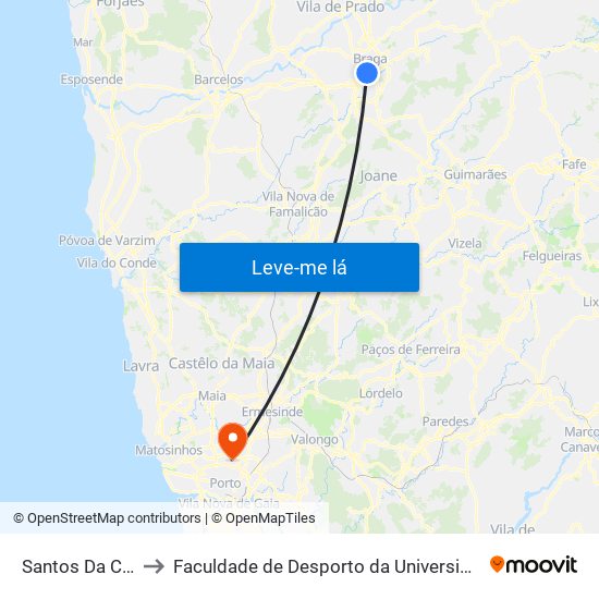 Santos Da Cunha I to Faculdade de Desporto da Universidade do Porto map